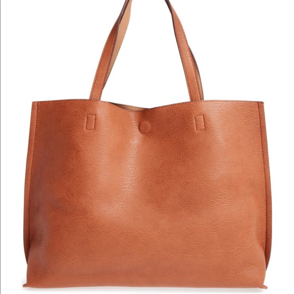 Reversible Faux Leather Tote & Wristlet